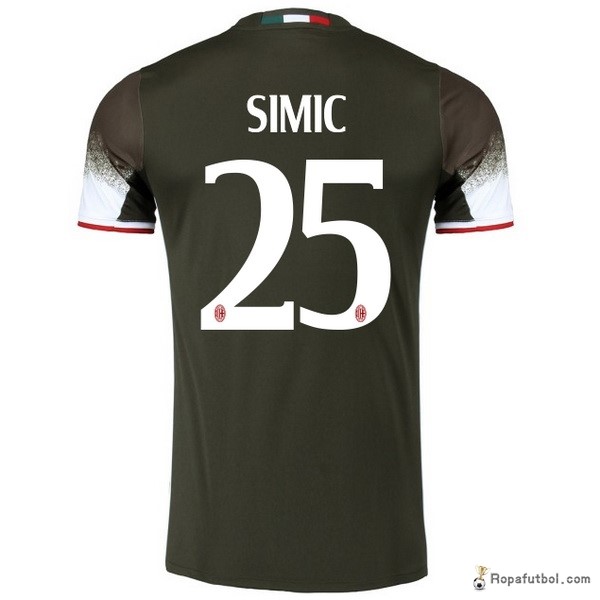 Camiseta AC Milan Replica Tercera Ropa Simic 2016/17 Marino Verde